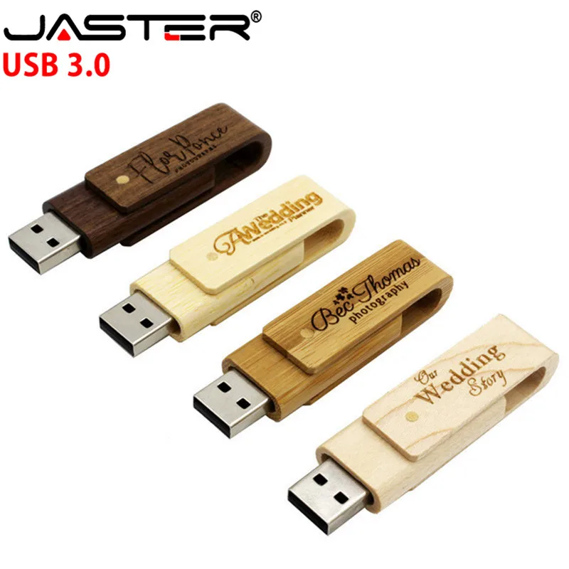 JASTER USB 3,0 деревянный вращающийся USB флеш-накопитель 4G 8GB 16GB 32GB флеш-накопитель персональный логотип индивидуальная карта памяти