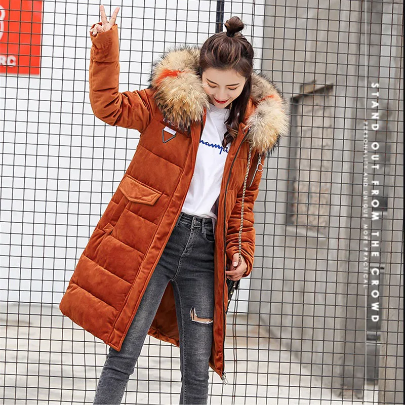 Hot Winter Women Down Coat Fashion Female Big Fur Collar