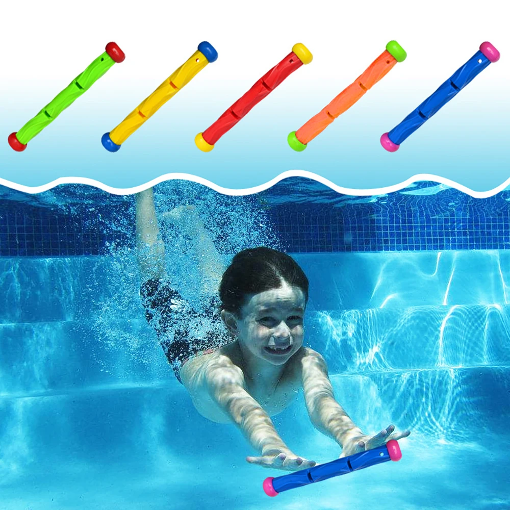 

5pcs Diving Sticks Game Toys Set Underwater Funny Swimming Pool Diving Rods Rings Dive Gift for Kids Summer Swim Throwing Toy