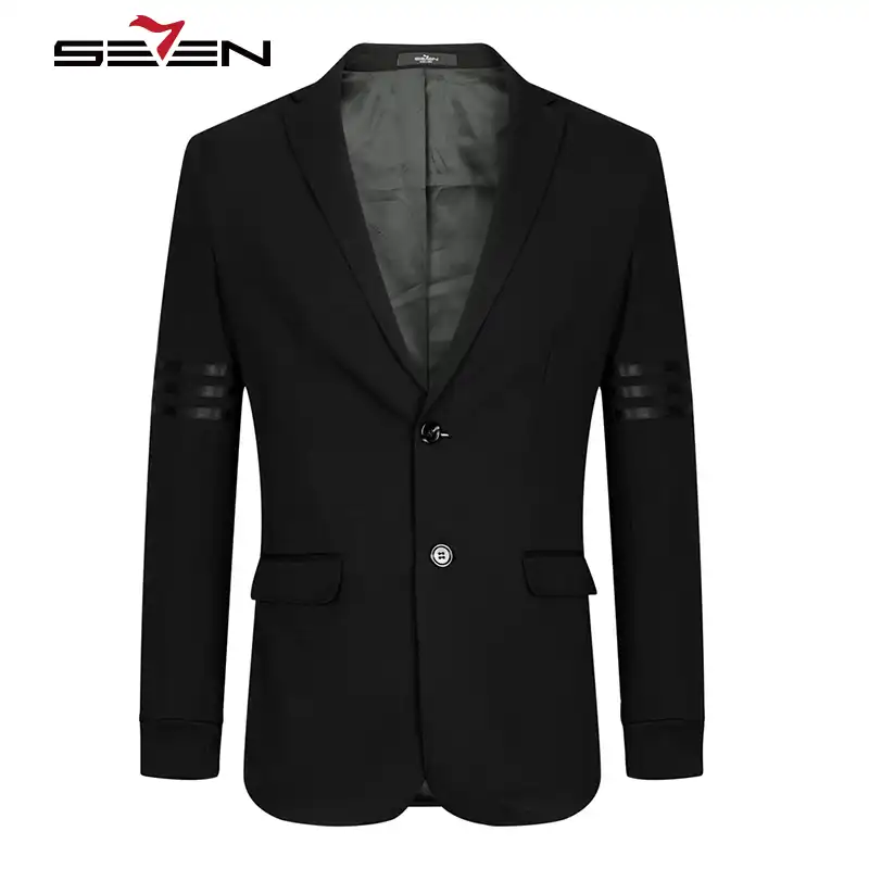 Seven7 ブランドメンズファッションブランドブレザーカジュアルスリムフィットスーツジャケット男性ブレザー男性コートストライプストリート黒 Terno トップス ブレザー Aliexpress