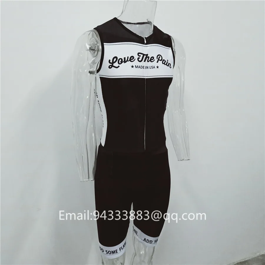 Love the pain USA team cycling skinsuit sleeveless sexy swimsuit triathlon suit men summer sports bike uniforme ciclismo hombre