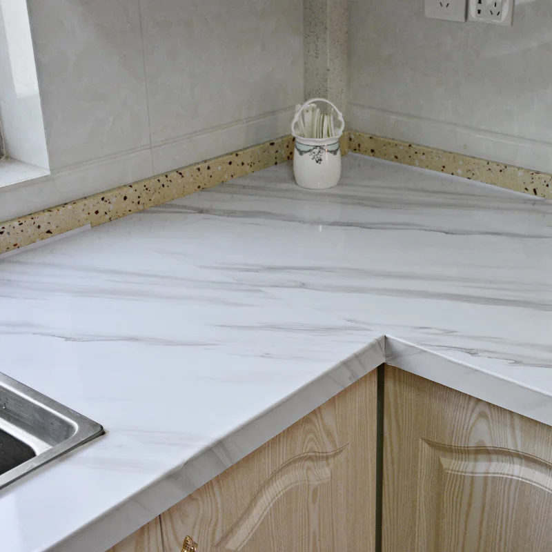 TOTIO Papier Peint Autocollant En Marbre Blanc Brillant épais