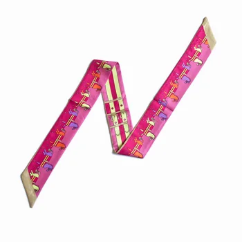 

Cartoon Horse Women Skinny Scarf Silk Satin Small Bandana Headwear Silk Ribbon Choker Neck wear NEW [1265]