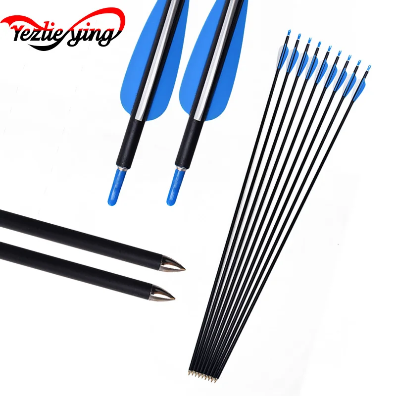 

6/12/24PCS 30 Inch Spine1200 Fiberglass Arrow Blue White Feather For Outdoor Hunting Recurve Bow /Compound Bow Archery