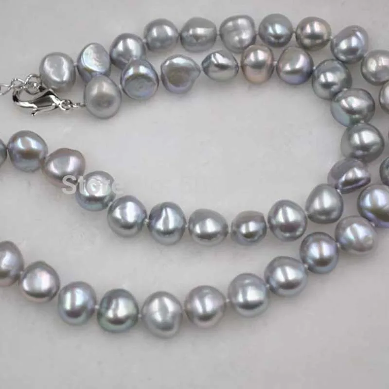 

17" genuine cultured freshwater gray pearl necklace