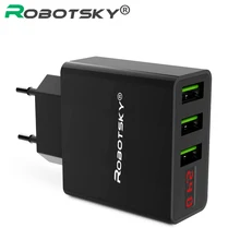 Robotsky 3 порта USB зарядное устройство 3A быстро USB настенное зарядное устройство адаптер переменного тока светодиодный экран США/ЕС Разъем для iPhone samsung huawei Xiaomi iPad