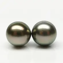 Круглый зеленый подлинного таитянский культивированный свободная перла неразбуренные 11,2 мм 2 шт. 20.15ct