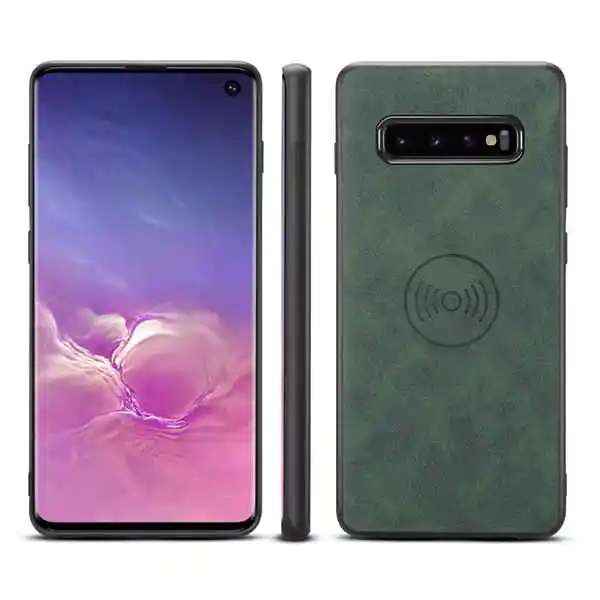 Кожаный чехол на магните для samsung Galaxy S10e 6,5 дюймов поглощения автомобильный подставка для держателя для samsung S10 6,1 дюймов S10 плюс 6,4 дюймов - Цвет: Green