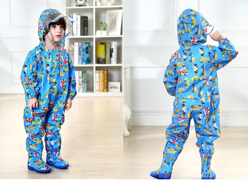 10.Children cartoon raincoat kids jumpsuit rainwear raincover for children baby boys girls waterproof poncho rain coat