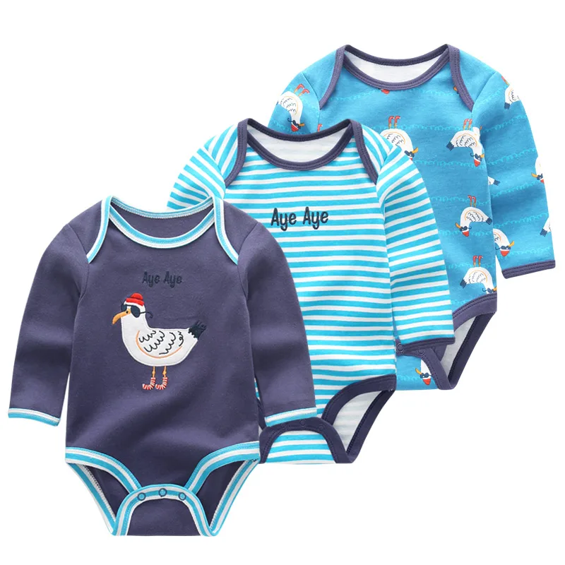 3 шт./партия комплекты одежды для маленьких мальчиков и девочек, хлопковые комбинезоны с длинными рукавами, Одежда для новорожденных - Цвет: baby boy set18