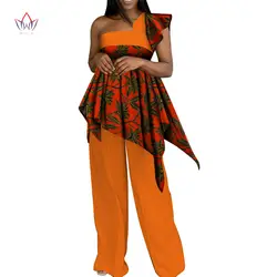 Повседневный Женский костюм с принтом в африканском стиле и комплекты со штанами Dashiki, комплект из 2 предметов со штанами для женщин