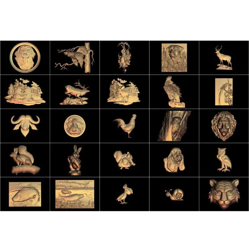 Рельеф STL в виде животного 3d для резьбы на ЧПУ artcam vectric aspire 103 шт.|relief carving|relief 3drelief