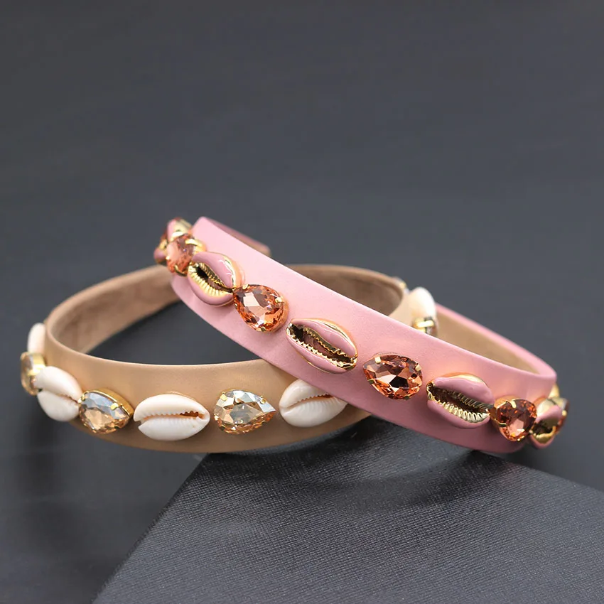 Оболочка зуб узор простая повязка для головы простой барокко цвет ракушка со стразами мяч Мода Подиум повязка на голову 865