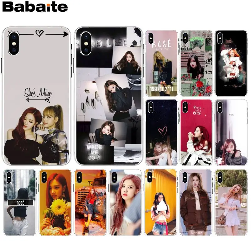 Babaite BLACKPINK ROSE Kpop DIY Painted Beautiful Phone Accessories Case for iPhone 8 7 6 6S Plus X XS MAX 5 5S SE XR Cellphones