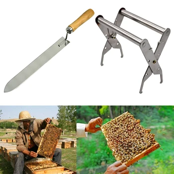 

DLKKLB 1 Kit Beekeeping Tools Scraper Knife Bee Hive Frame Holder Apiculture Hive Practical Take Honey Stainless Steel Equipment