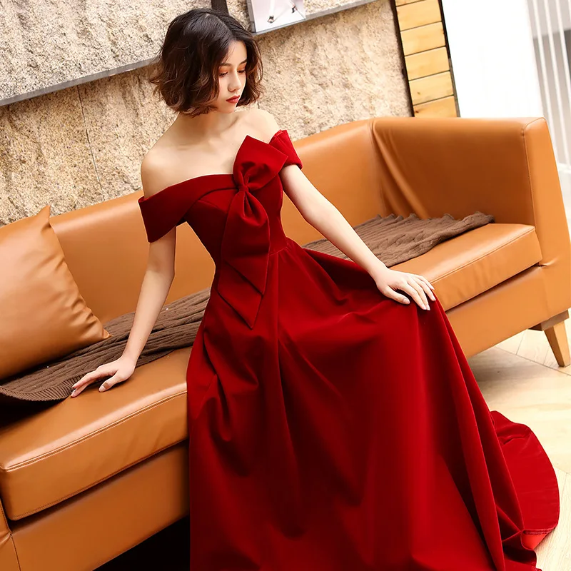 Темно-красное платье невесты Cheongsam восточные женские свадебные вечерние платья с вырезом лодочкой Qipao стиль элегантный длинный халат одежда Vestido XS-XXXL