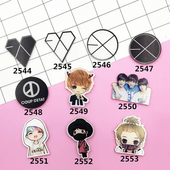 

Personalized decoration acrylic Buttons Pins emblem for Miss women EXO members of cartoon brooch XZ141