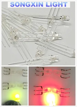 

500pcs Transparent Round Bicolor LED 3mm Bi-color Red Green Common Anode LED Light Emitting Diode Lamp BIN-3 F3MM LED Diodes