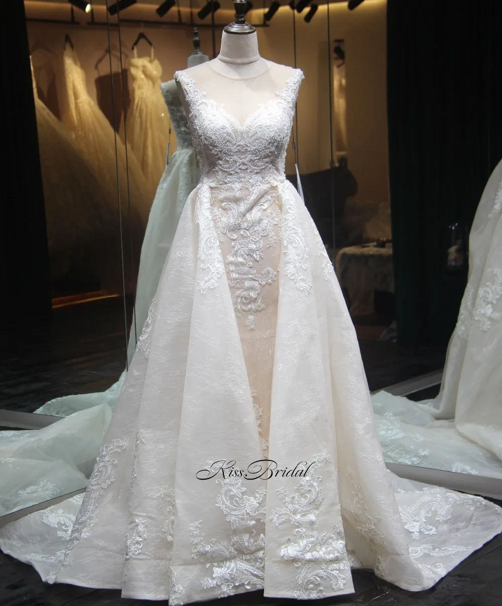 Robe de mariage новые настоящие Свадебные платья с круглым вырезом, с рукавом-крылышком, с аппликацией в виде часовни, тюлевые платья невесты Vestido longo