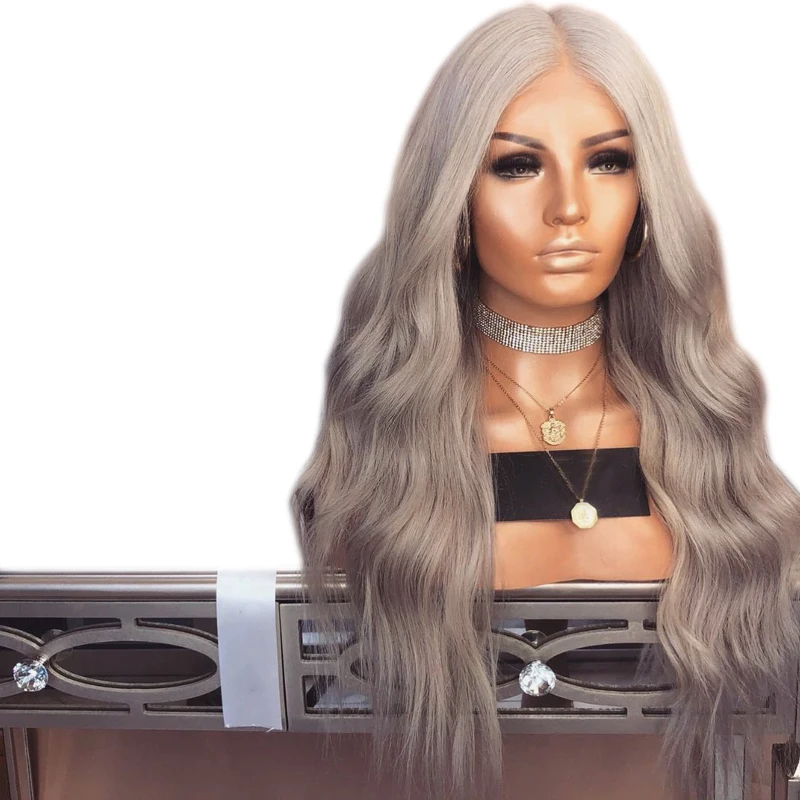 

Charisma Long Body Wave Pink Wig Glueless Heat Resistant Hair Synthetic Lace Front Wig Middle Parting Wigs For Black Women