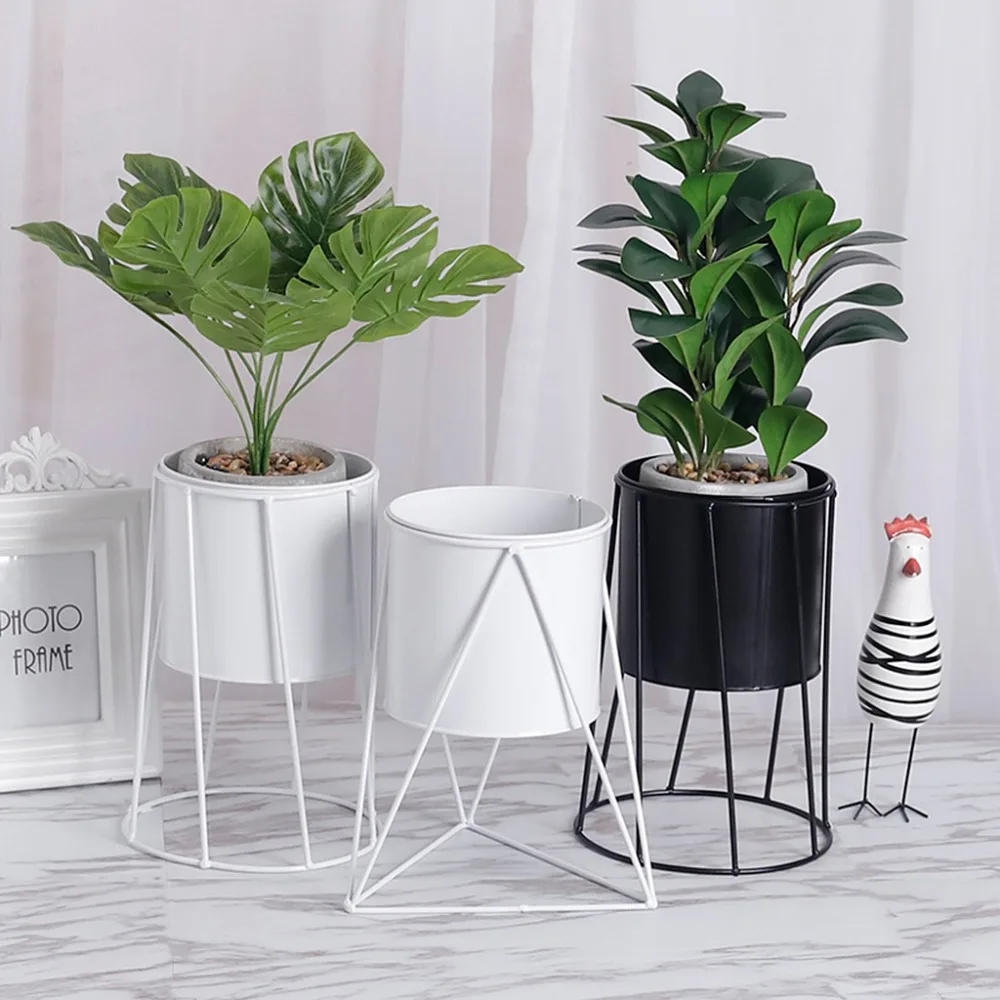 OOTDTY Modern Metal Art Flower Pot Desktop Small Elegant Plant Pots