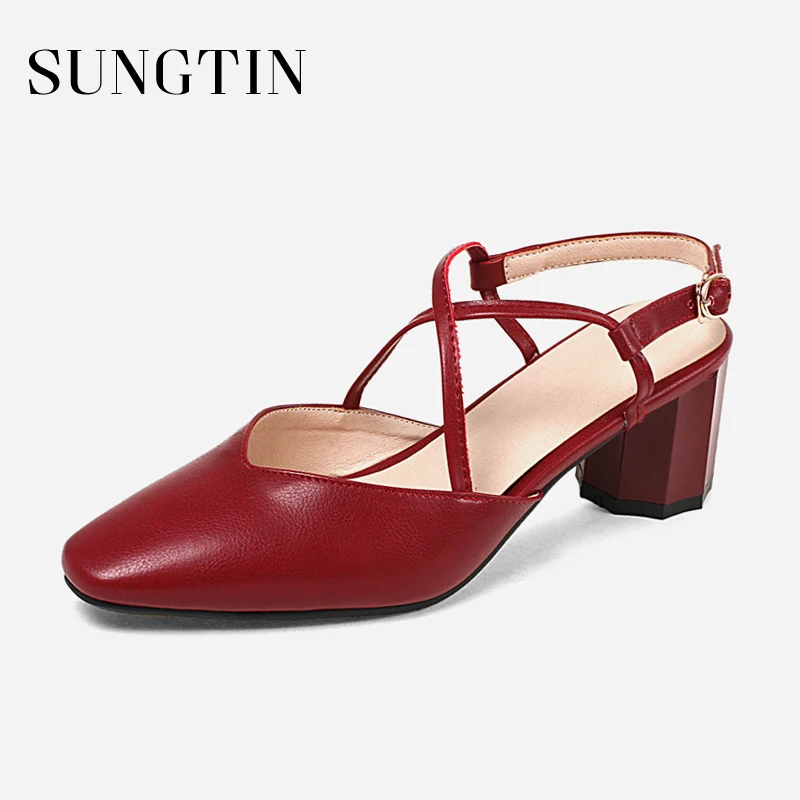 

Sungtin Sexy Cross-Strap Gladiator Sandals Women Elegant Party Pumps Casual Chunky High Heels Lady Large Size Summer Sandals