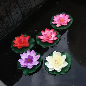 

1pcs artificial outdoor pool pond floating lotus aquarium fish pond fake flower decor water grass decor garden decor