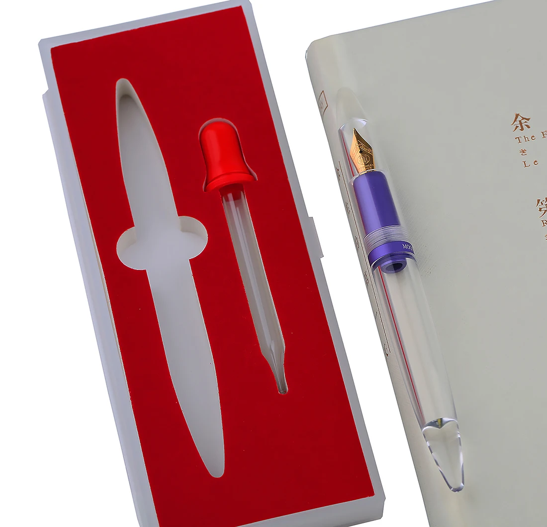 

Upgraded Moonman M2 Purple Dropper Fountain Pen Metal & Transparent Large-Capacity Iridium Fine Point 0.5mm Writing Gift Set