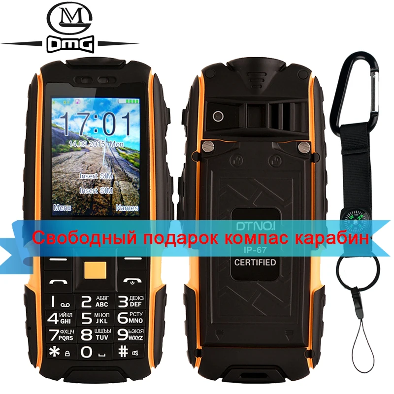 Russian keyboard IP67 Waterproof shockproof Unlock mobile phone Dual SIM cell phones 4800mAh Wireless FM flashlight DTNO.I A9