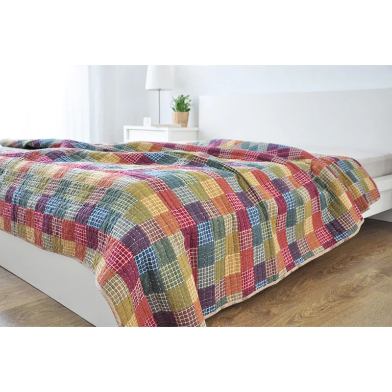 

100% Cotton Quilt Rural Style Washed Cotton Quilts Summer Quilted Bedspread Bed Cover Sheets Bedding Sofa Throw Blanket