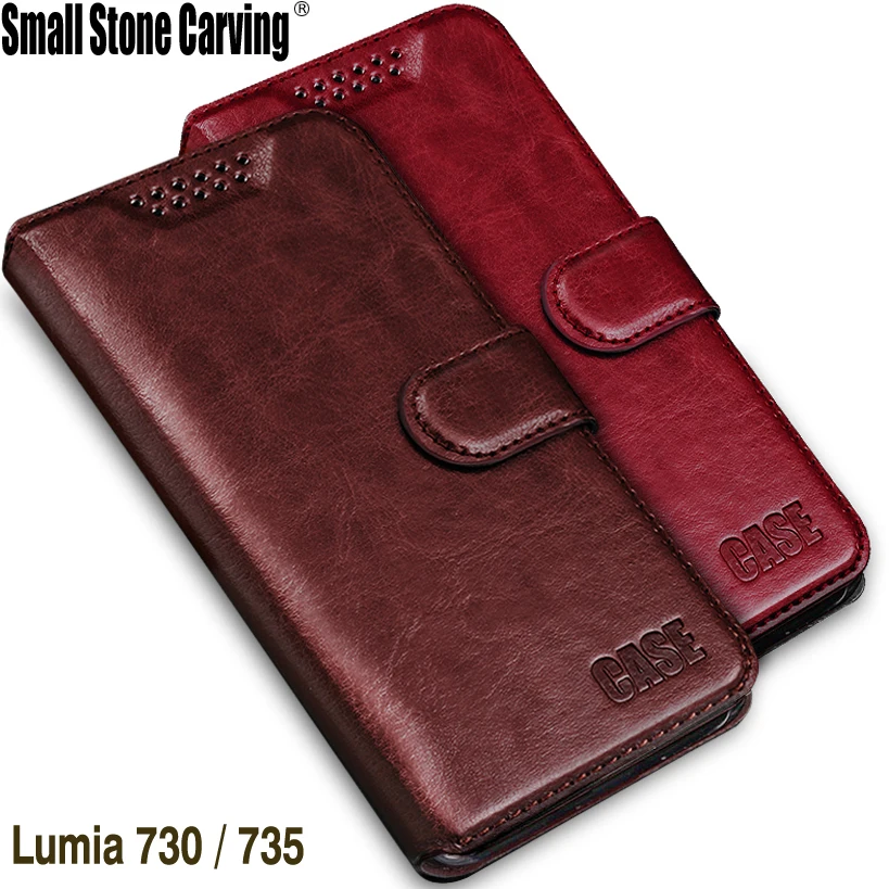 

Luxury Retro Flip Case For Nokia Lumia 730 PU Leather + Soft Silicon Wallet Stand Cover For Nokia Lumia 735 Case phone Coque