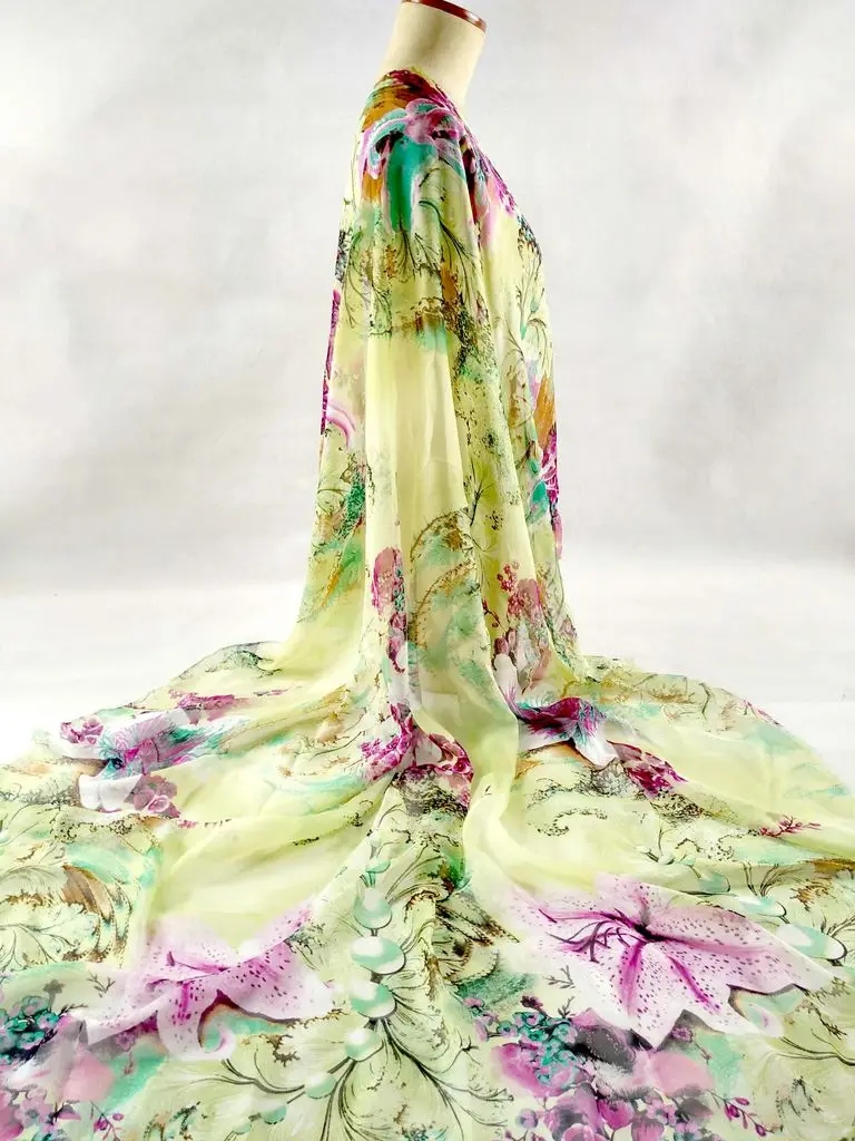 New Designer 100 Pure Natural Mulberry Silk Chiffon Fabric Light