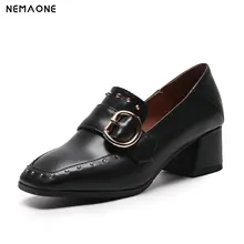 NEMAONE Woman Shoes Spring Leather Low Heels Women Pumps Women Office Shoes Women’s Footwear Slip On High Heels Wedding Shoes