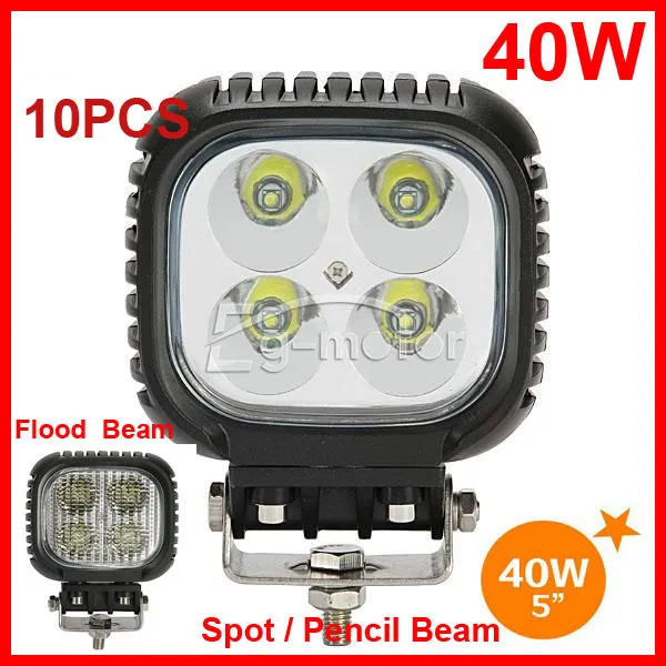 

10PCS 5" 40W CRE 4LED*10W Driving Work Light Offroad SUV ATV 4WD 4x4 9-32V Spot / Flood Beam 3800lm IP67 High Power Truck Lamp