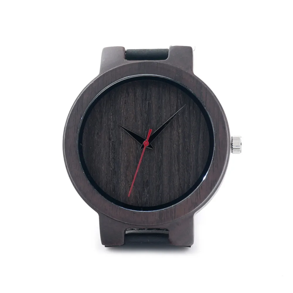 Handmade Luxury Black Sandalwood font b Watch b font For Mens Gifts With Fashion Genuine Leather
