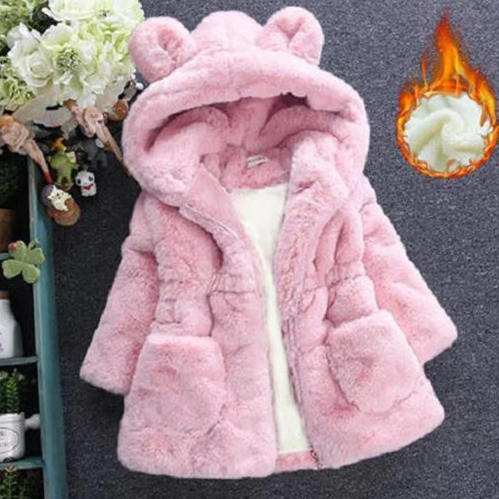 2018 New Winter Baby Girls Clothes Faux Fur Fleece Coat Pageant Warm