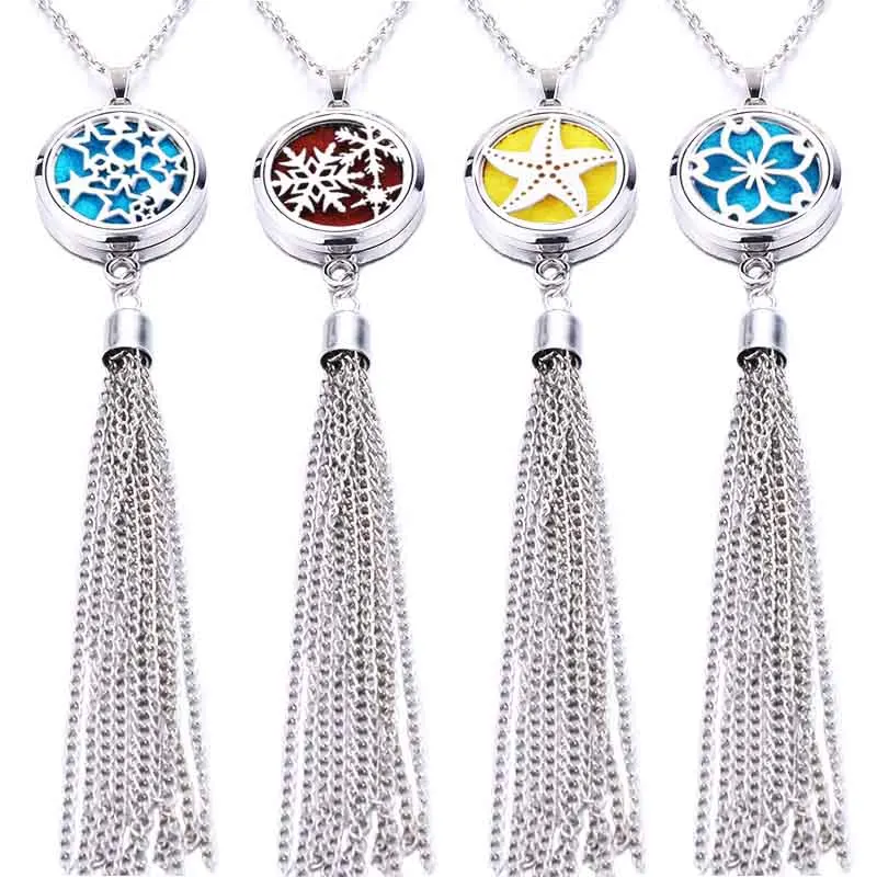 19 Style Stainless Steel Aroma Diffuser Tassel Necklace Aromatherapy