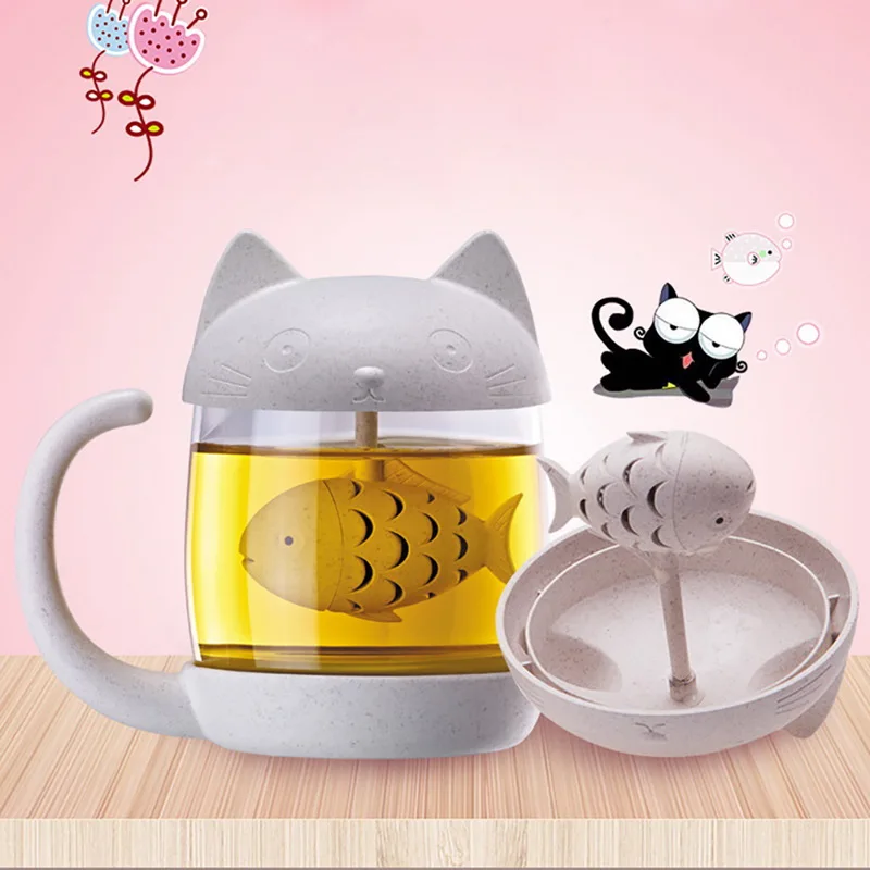 

Dozzlor Tumbler Table Students Kids Hot Mugs Kitchen Accessories Cute Glass Mug With Infuser Personality Office Milk Coffee Mug