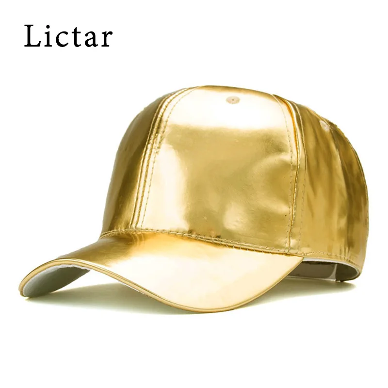 

Lictar Brand New PU Leather Baseball Cap Gold Silver Fashion Hip Hop Caps Gorras Adjustable Hat For Men Women 2018 Spring Summer
