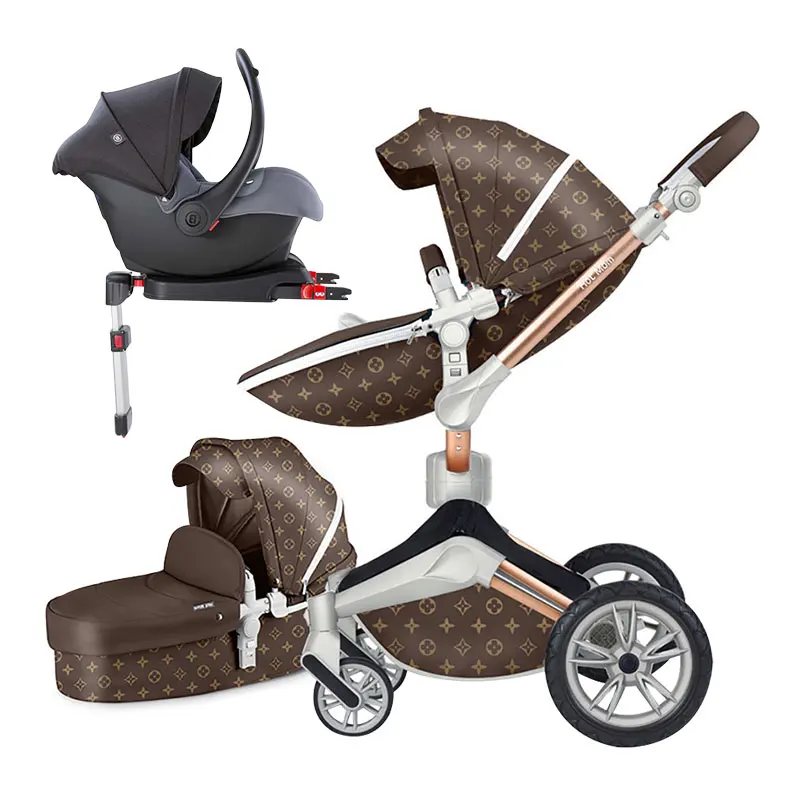 

Hot mom 3 in1 baby stroller ISOFIX interface car seat with base 360 degree high landscape Baby carriag luxury newborn stroller