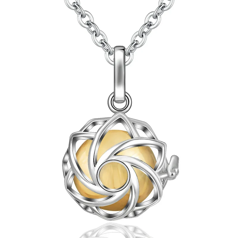 Eudora 18 мм Мексиканская бола подвеска гармония беременность шар ожерелье цветок клетка медальон подходит музыкальный звук колокольчик мяч K333N18 - Окраска металла: A21yellow