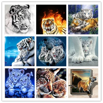 

Diamond Painting 5D Tiger Full Diamond Mosaic Animal Cross-Stitch Modern Cartoon Diamond Embroidery Home Resin pictures