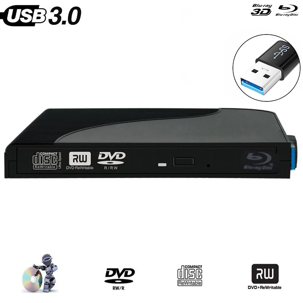 Blu-Ray плеер USB 3,0 Внешний Оптический привод DVD горелки BD-ROM Blu-Ray плеер портативный для Loptop Apple macbook компьютер ПК