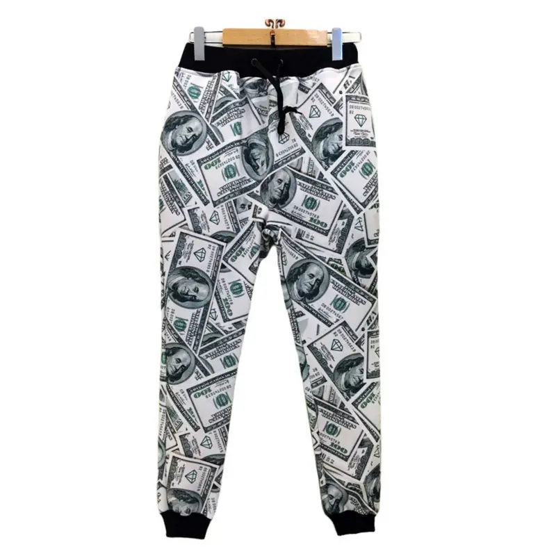 Мужские повседневные штаны для бега, новая мода, 3D напечатанные бумажные деньги, унисекс, длинные брюки размера плюс, удобные спортивные штаны - Цвет: Creative 3D Pants