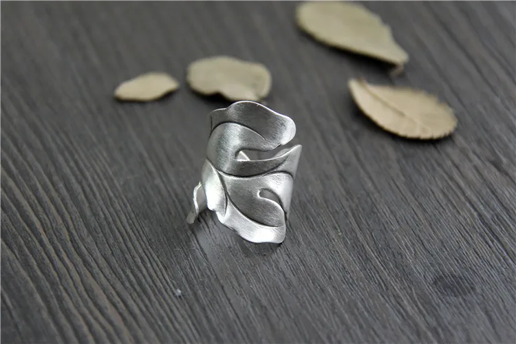 925 Серебряное Ювелирное кольцо для женщин, тайское серебряное кольцо, винтажное женское кольцо с листом, регулируемый античный аксессуар, ширина 29 мм, вес 6,60 г