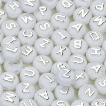 

Factory Direct Sell 100PCS Mixed A-Z 10MM White With Silver Printing Plastic Acrylic Square Cube Alphabet Letter Beads