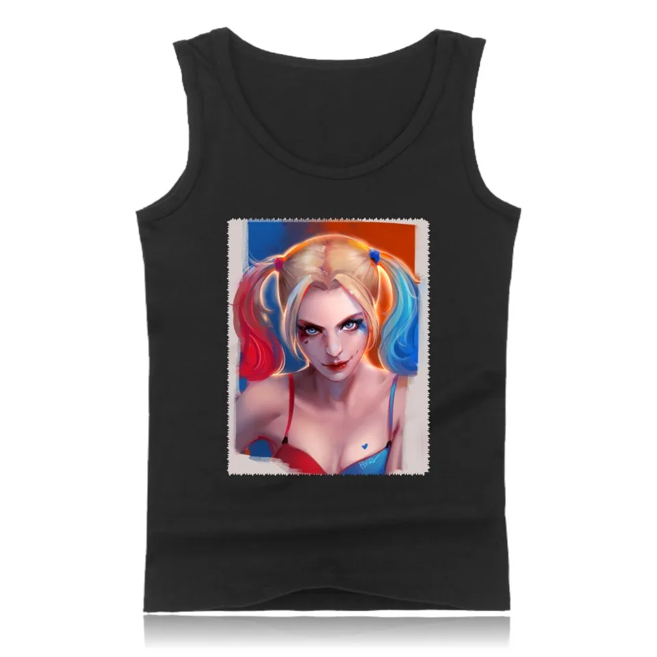 

Anime Suicide Squad Harley Quinn Tank Top Men Fitness and Sleeveless Bodybuilding Shirt in 4XL Clothing Summer Vests