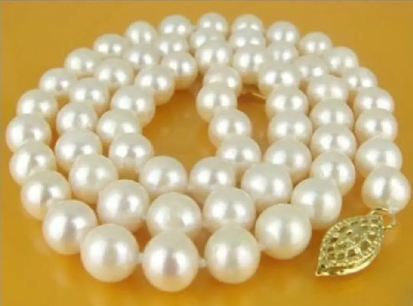 

Free Shipping >> NEW 9-10MM AKOYA AAA+ SOUTH SEA WHITE PEARLS NECKLACE 18 INCH 14K GOLD CLASP