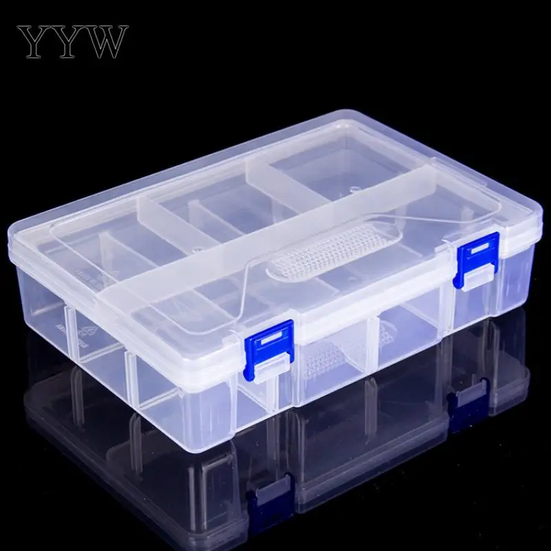 

8 Grid Transparent Jewelry Ring Earrings Case Plastic Rectangle Detachable Jewelry Packing Organizer Storage Box 230x160x60mm