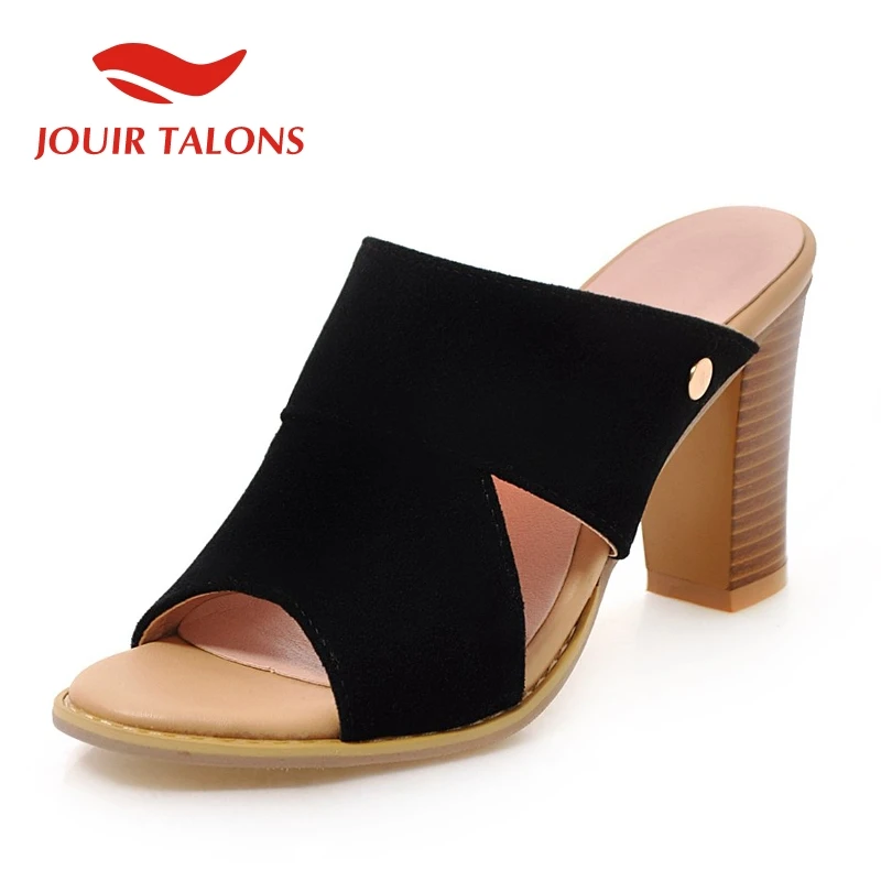 

JOUIR TALONS Sexy Big Size 34-43 Square High Heels Shoes Woman Party Office Lady Mules Pumps Women Shoes Summer Sandals